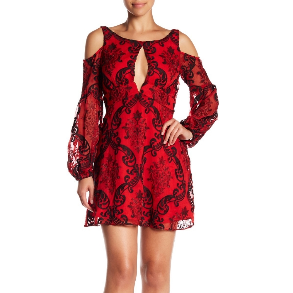 Free People Want to Want Me Embroidered Red Dress